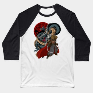 Japanese Dragon Warrior Baseball T-Shirt